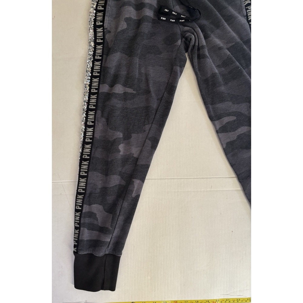 Victoria's Secret PINK CAMO BLING Sequined Stripe Joggers Sweats Sweatpant Small - Picture 2 of 11